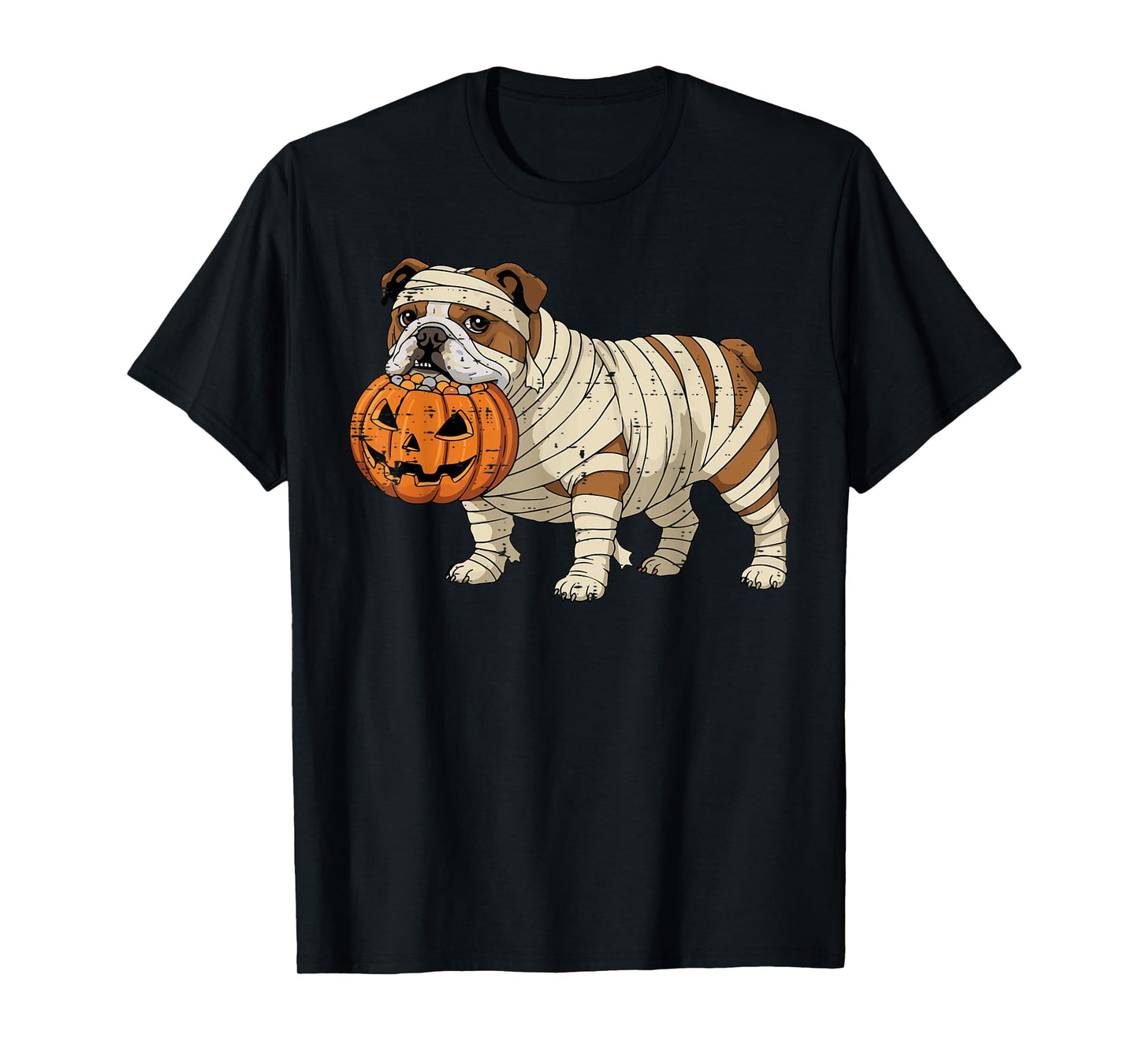 Halloween Dog English Bulldog Mummy Costume Men Women Kids T-Shirt