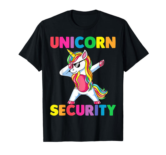Halloween Dad Mom Daughter Adult Costume Unicorn Security T-Shirt