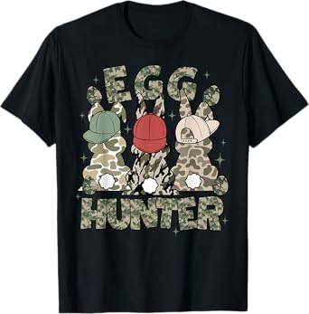 Egg Hunter Deer Buck Camo Cap Deer Hunting Easter Boys T-Shirt