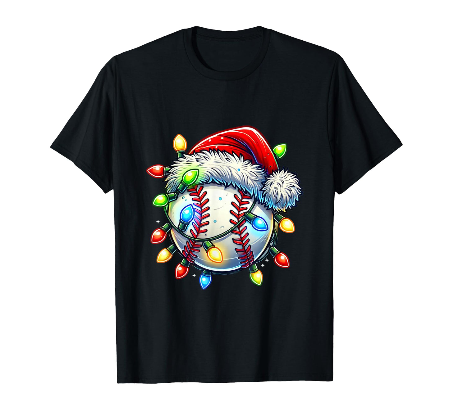 Festive Christmas Baseball Design Santa Hat Sports Pajamas T-Shirt