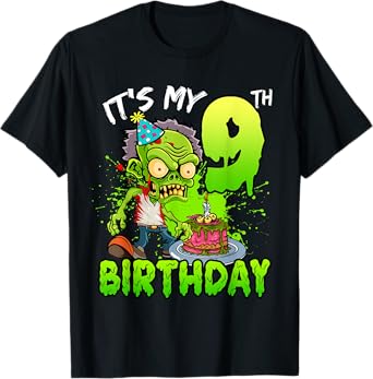 It's My 9th Birthday Zombie Lover 9 Year Old Boys Girls T-Shirt