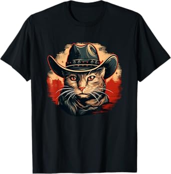 Cat with cool Cowboy Hat for Ranch and Rodeo Lovers T-Shirt
