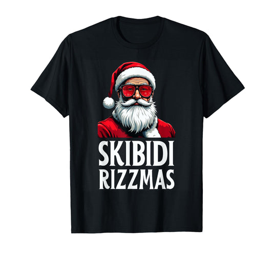 Skibidi Rizzmas Merry Christmas Santa Claus Funny Xmas Kids T-Shirt