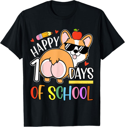 Happy 100 Days Of School 100th Day Funny Cogi Dog Lover Kids T-Shirt