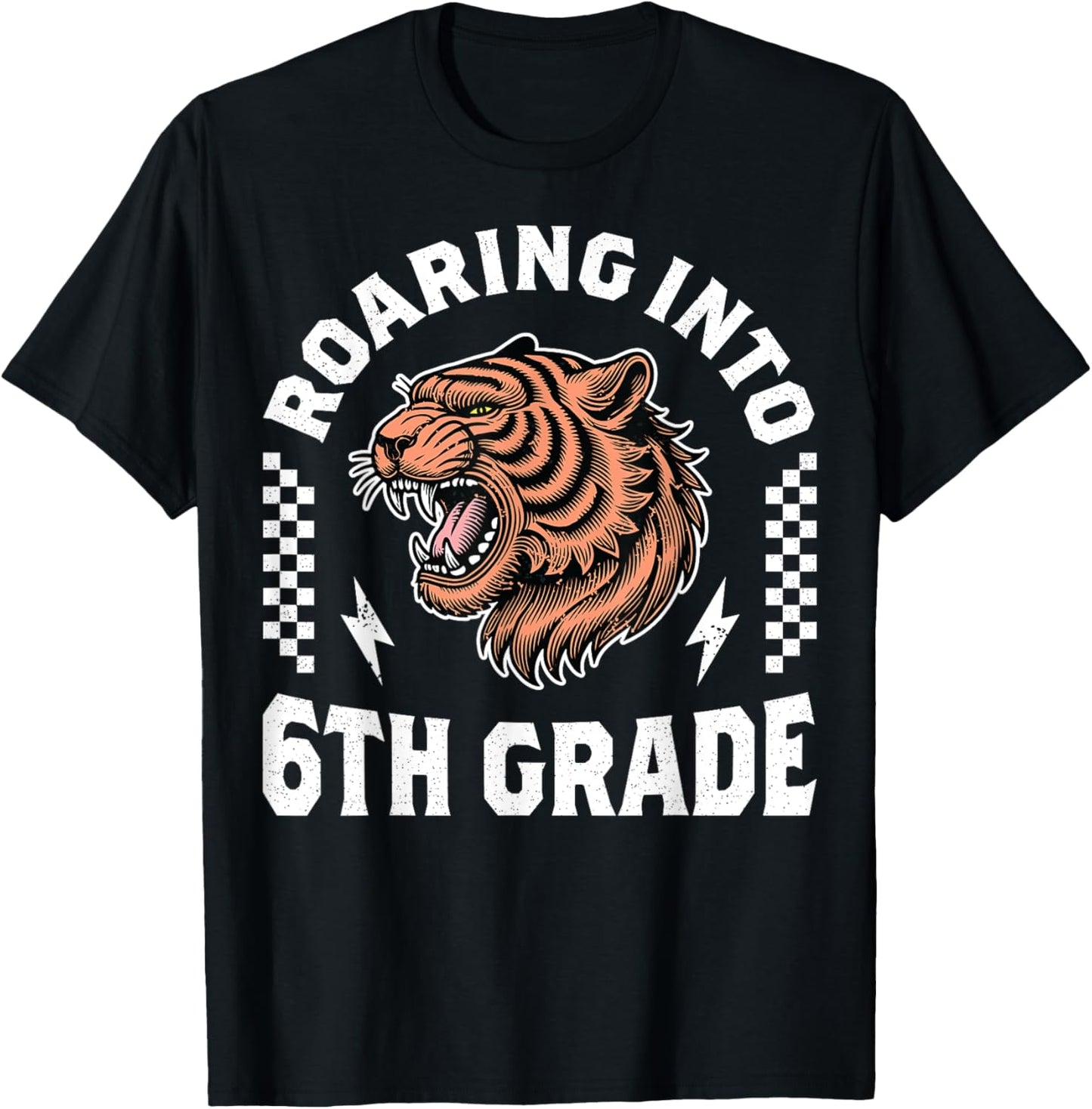 Roaring Into 6th Grade Tiger Back to School Boy Girl Funny T-Shirt