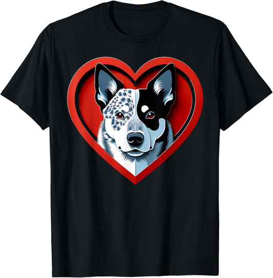 Blue Heeler Heart Australian Cattle Dog Lover Cute Puppy T-Shirt