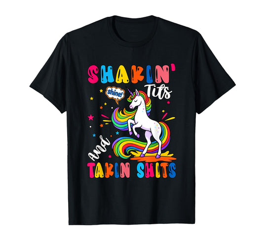 Shakin' Tits and Takin Sarcastic Unicorn Lover Costume Adult T-Shirt
