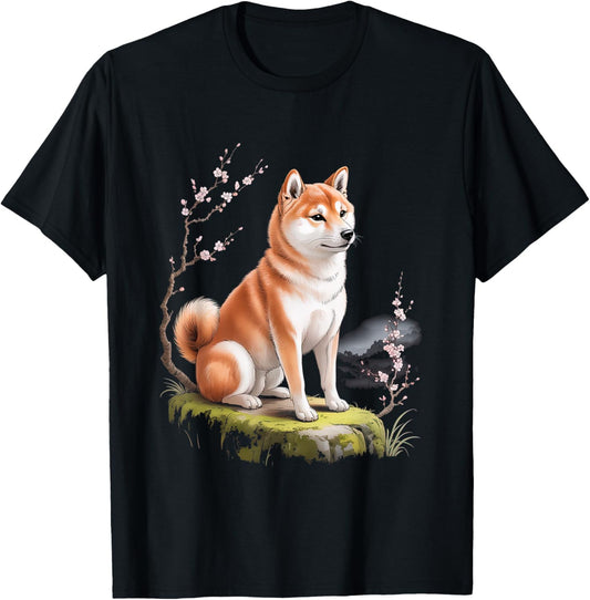 Dog Sumi-e Japanese Ink Painting Minimal Brush Art Tradition T-Shirt