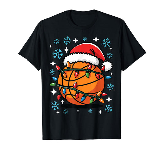 Basketball Player Xmas Santa Hat Basketball Christmas Funny T-Shirt