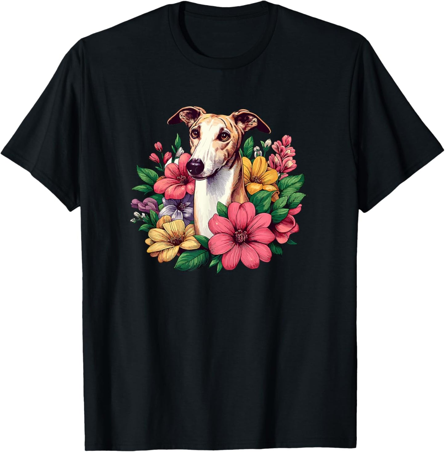 Funny Retro Vintage Flowers Italian Greyhound Dog Lover T-Shirt