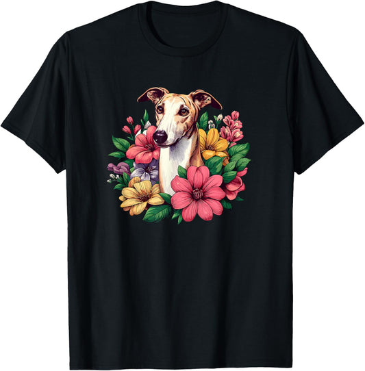 Funny Retro Vintage Flowers Italian Greyhound Dog Lover T-Shirt