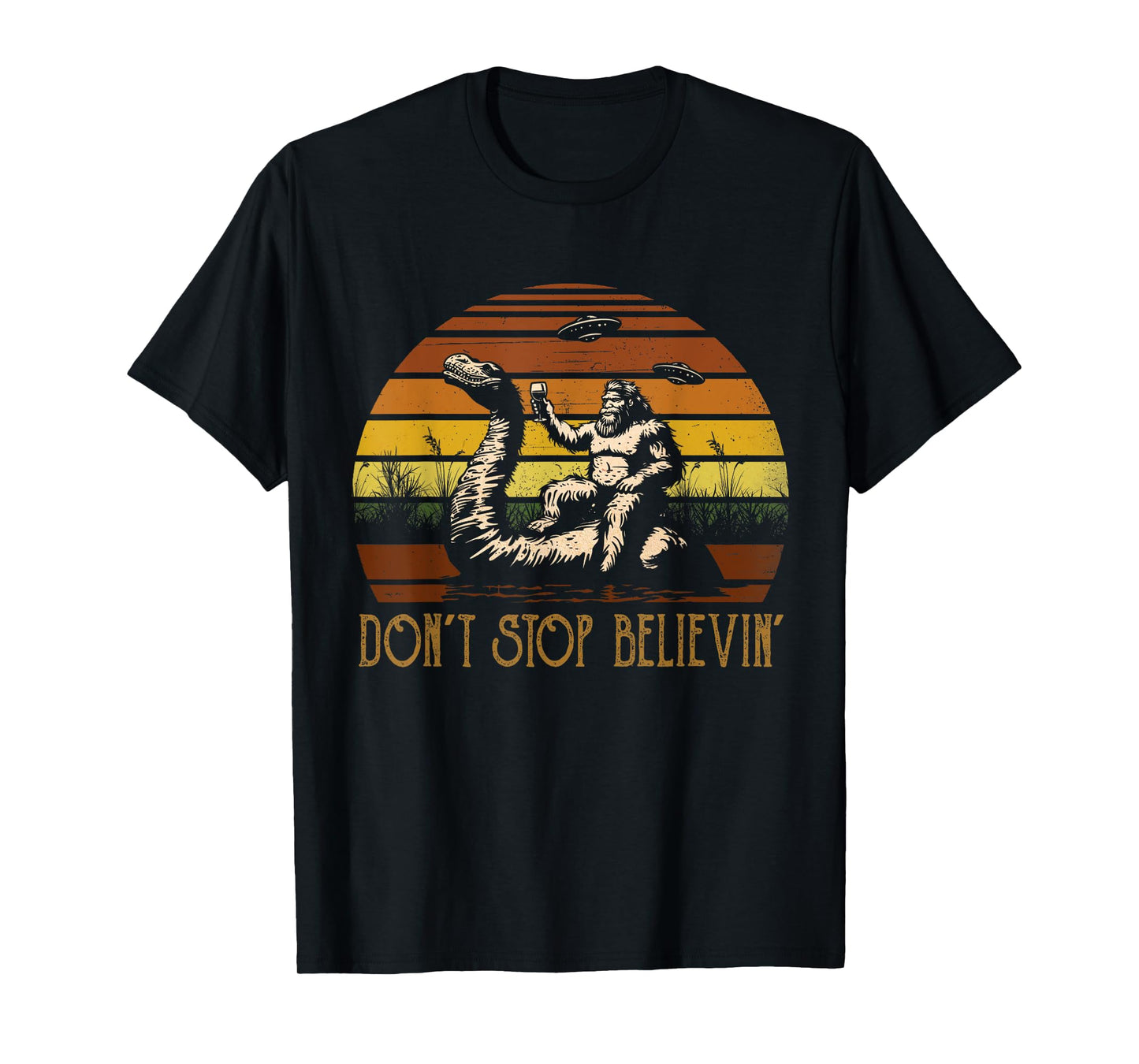 Vintage Cute Animal Loch Ness Monster Don't Stop Believin' T-Shirt