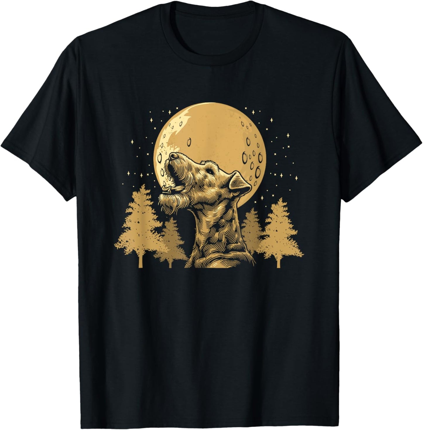 Airedale Terrier - Dog Breed Pet Moon Howling T-Shirt
