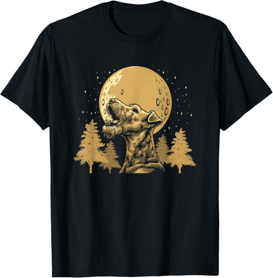 Airedale Terrier - Dog Breed Pet Moon Howling T-Shirt