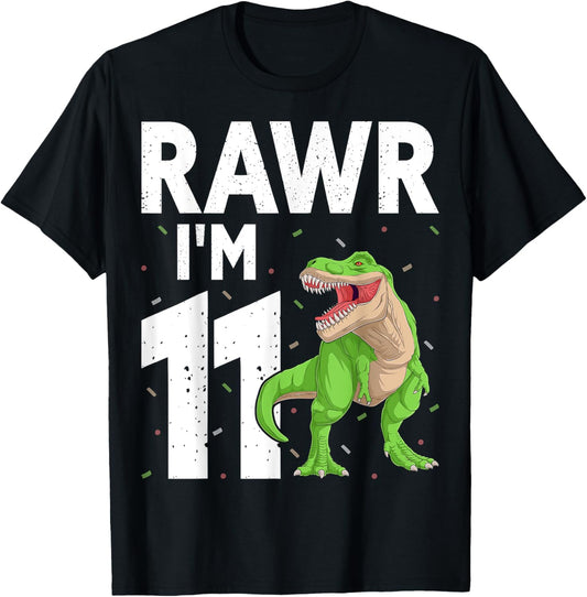 Rawr I'm 11 Years Old Dinosaur T-Rex 11th Birthday Party T-Shirt