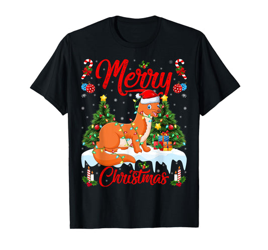 Weasel Merry Christmas Tree Lighting Weasel Xmas T-Shirt