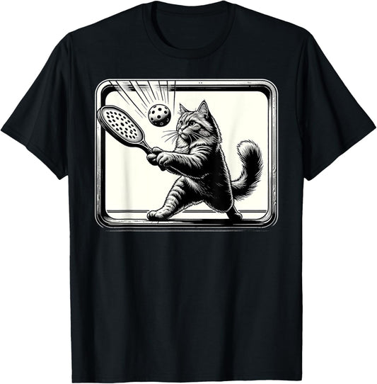 Pickleball Enthusiast Cat Lover Paddle Sport T-Shirt