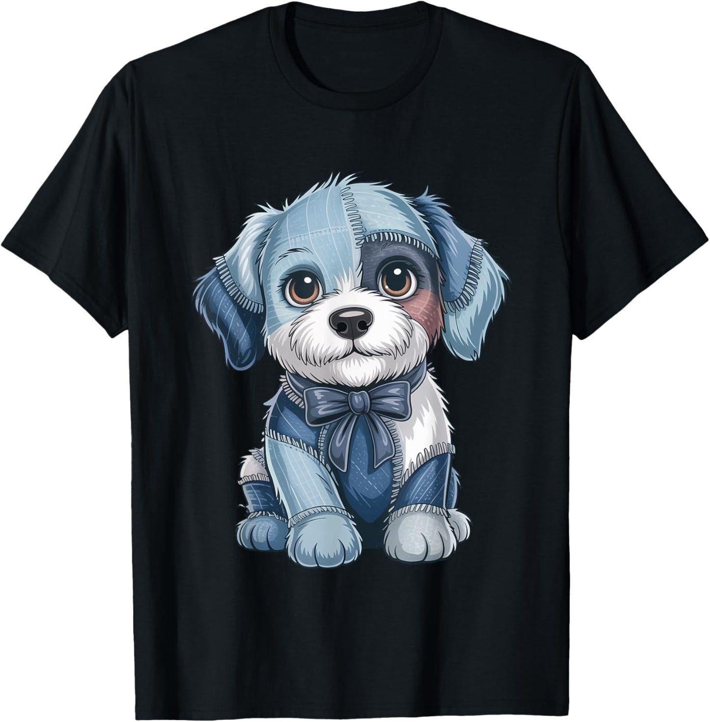 Dog Pattern Denim Patchwork Art Denim Patch Animal Dog T-Shirt