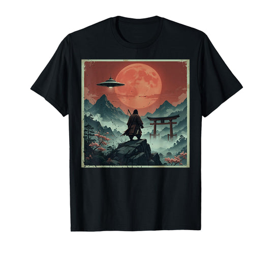 Samurai Bigfoot Japanese UFO Vintage Graphic Ukiyo-e Art T-Shirt