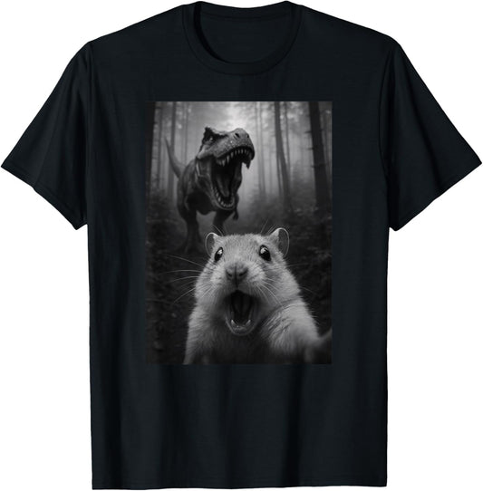Funny Hamster Dinosaur Trex Selfie Animal Lover Boys Girls T-Shirt