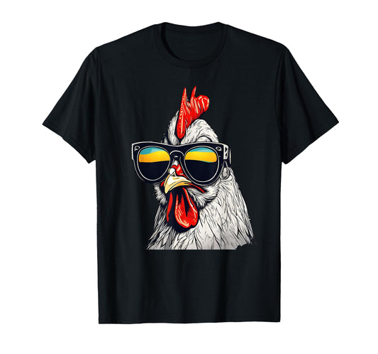 Cool Rooster Wearing Sunglasses Retro Vintage Chicken Tee T-Shirt