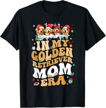Christmas In My Golden Retriever Era Dog Mom Xmas Pajamas T-Shirt for Men Women Kids