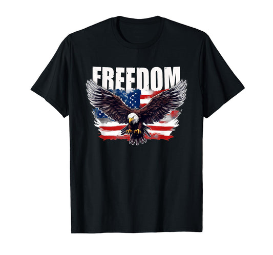 Patriotic USA American Flag and Eagle FREEDOM 4th of July T-Shirt