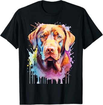 Chocolate Labrador Lovers Pop Art Color Chocolate Lab Dog T-Shirt for Men Women Girls Kids