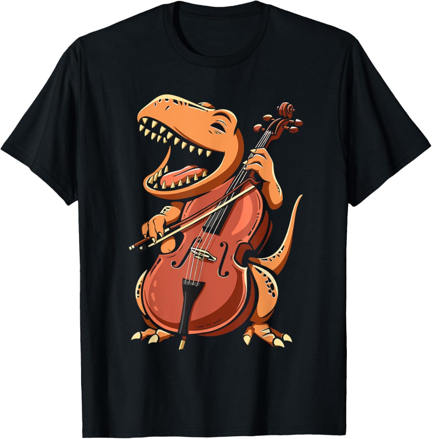 Funny Dinosaur Playing Cello Musician Band T-rex Music T-Shirt