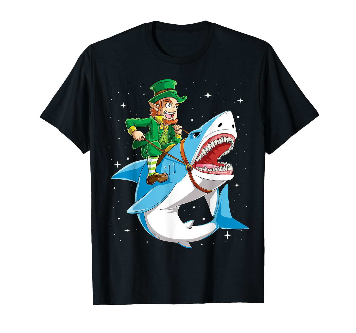 Leprechaun Riding Shark St Patricks Day Boys Girls Men Women T-Shirt