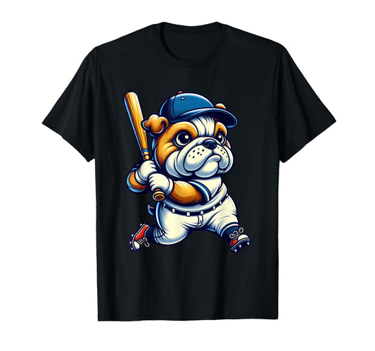 English Bulldog Baseball Player Dog Lover Men Women Kids T-Shirt