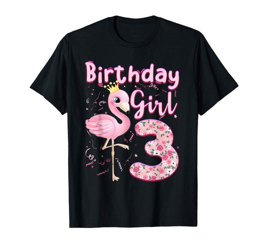 3rd Birthday Girls Flamingo 3 Years Old Tropical Flamingo T-Shirt