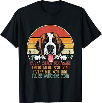 Vintage I'll Be Watching You St Bernard Stalker Dog Owner Men Women T-Shirt
