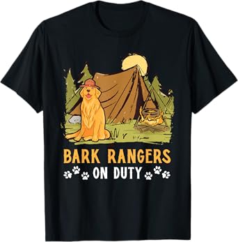 Bark Rangers On Duty Design For Camping And Dog Lovers T-Shirt