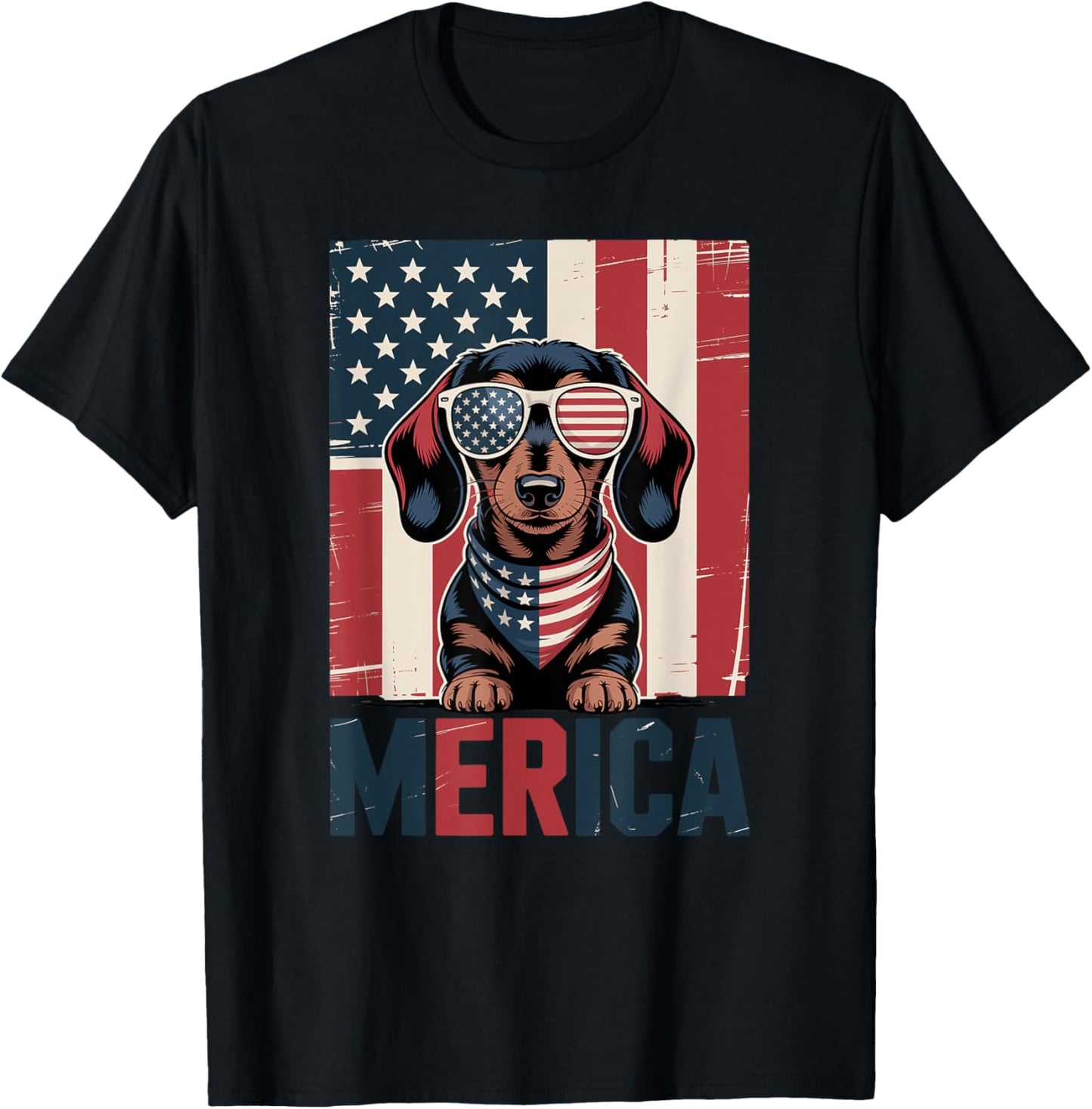 Us Flag Merica Dachshund 4th of July T-shirt