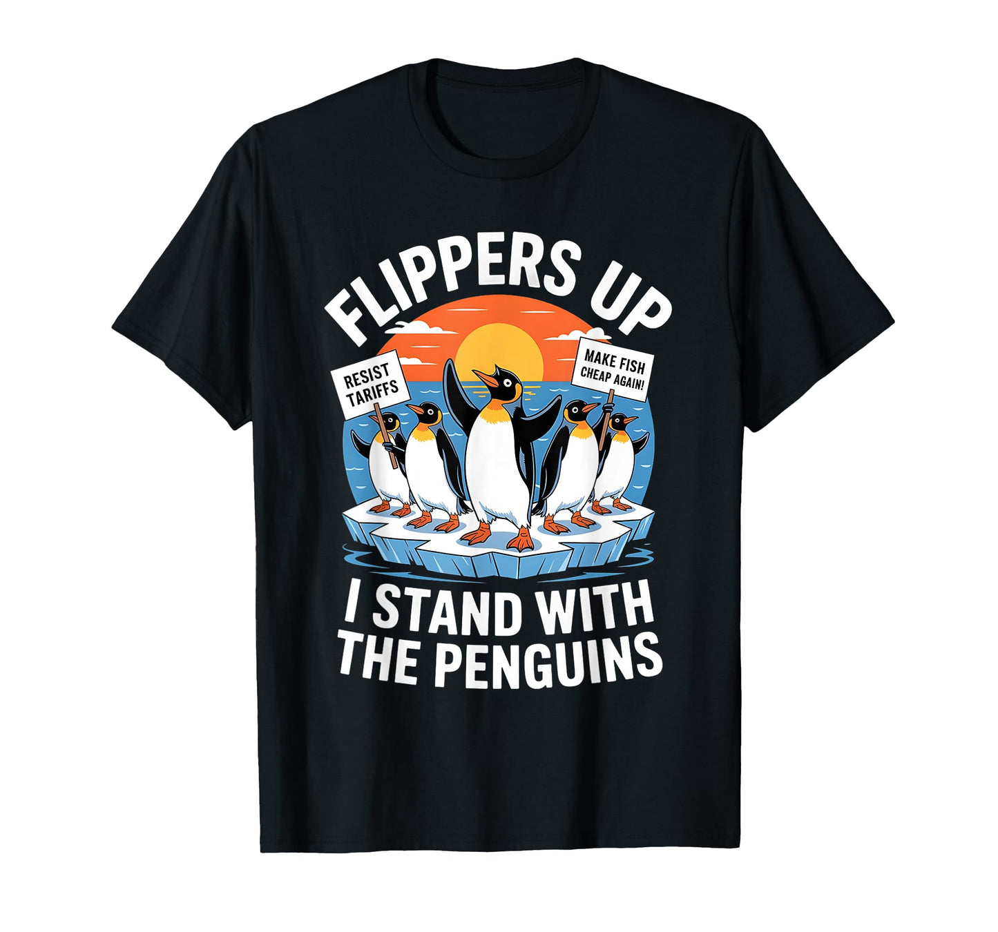 Funny Resist Penguins Protest Against Tariffs Vintage Gifts T-Shirt