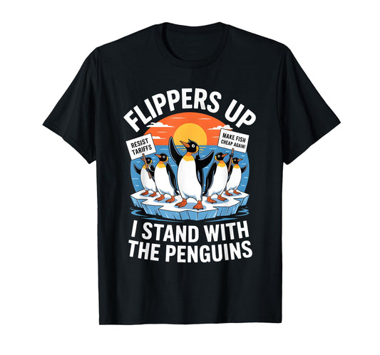 Funny Resist Penguins Protest Against Tariffs Vintage Gifts T-Shirt