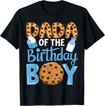 Dada of The Birthday Boy Milk and Cookies Dad 1st Bday T-Shirt