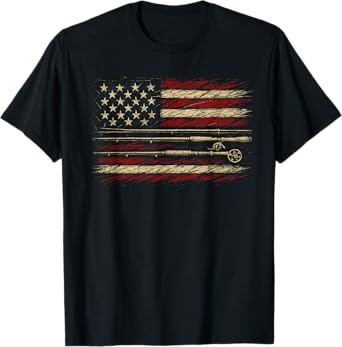 American Flag Fish Fisher Fisherman Funny Bass Fishing USA T-Shirt