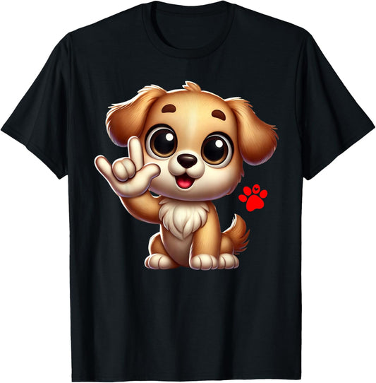 Cute Puppy Love You Sign Language ASL Dog Lover T-Shirt