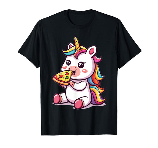 Funny Unicorn eating Pizza Graphic T-Shirt