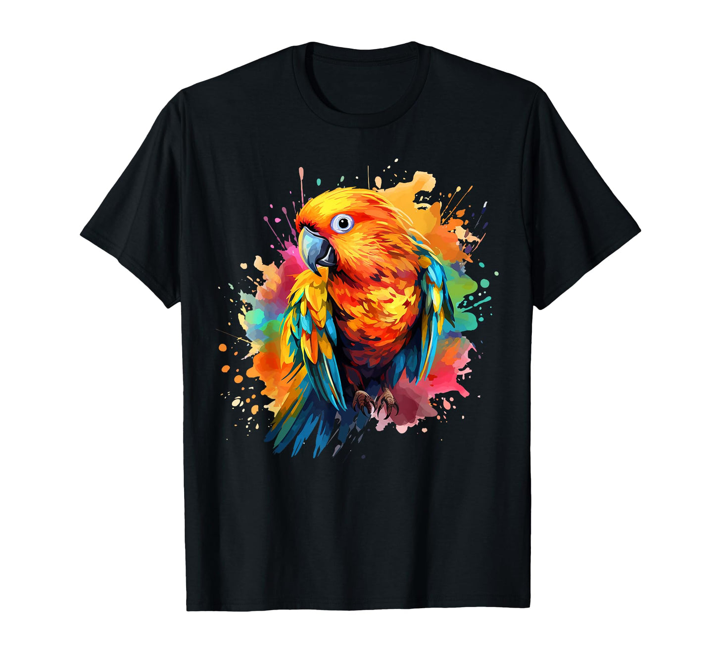 Splash Art Sun Conure Parrot Lover Colorful T-Shirt