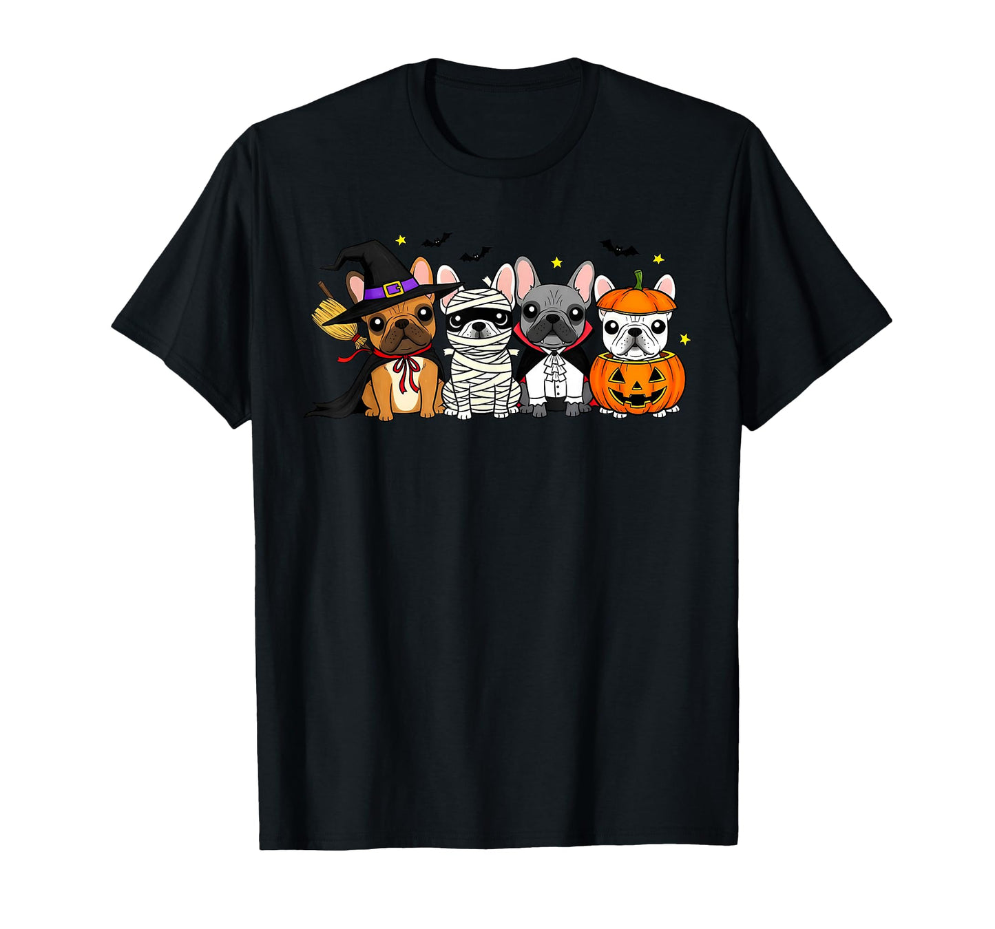 French Bulldog Ghost Witch Pumpkins Halloween Dog Costume T-Shirt