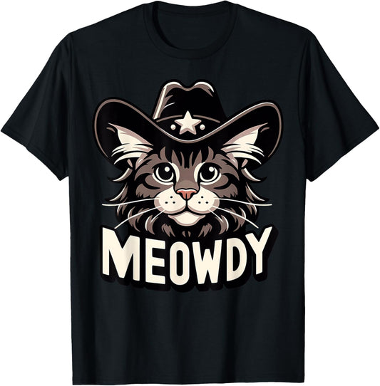 Meowdy Funny Cat Maine Coon Country Music Cowboy Kitten T-Shirt