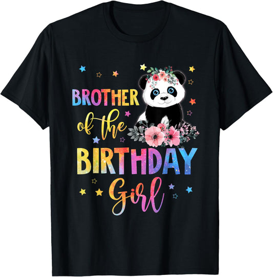 Brother Of The Birthday Girl Shirt Panda Bear Mother Flower T-Shirt