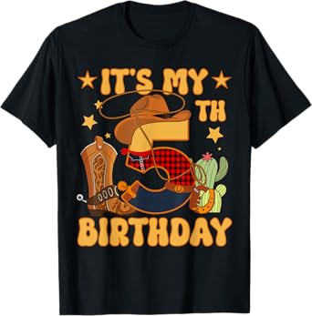 It's My 5th Birthday Cowboy Rodeo Horse 5 Year Old Bday Boy T-Shirt