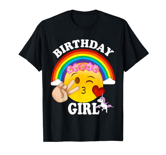 Birthday For Girls Unicorn Rainbow Heart Kiss T-Shirt