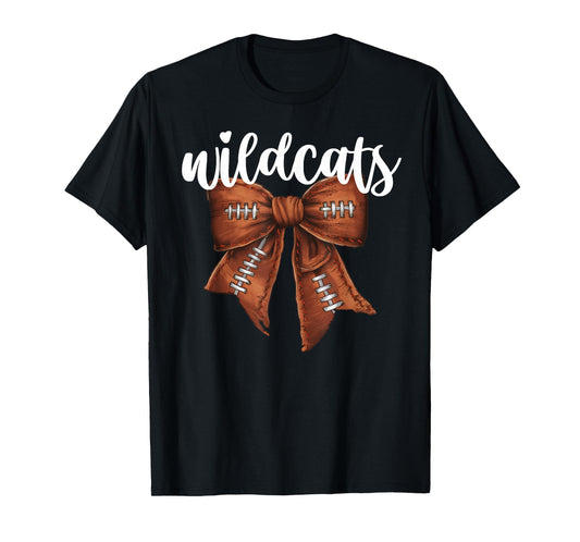 Wildcats Football Bow School Spirit Team Mascot Game Night T-Shirt
