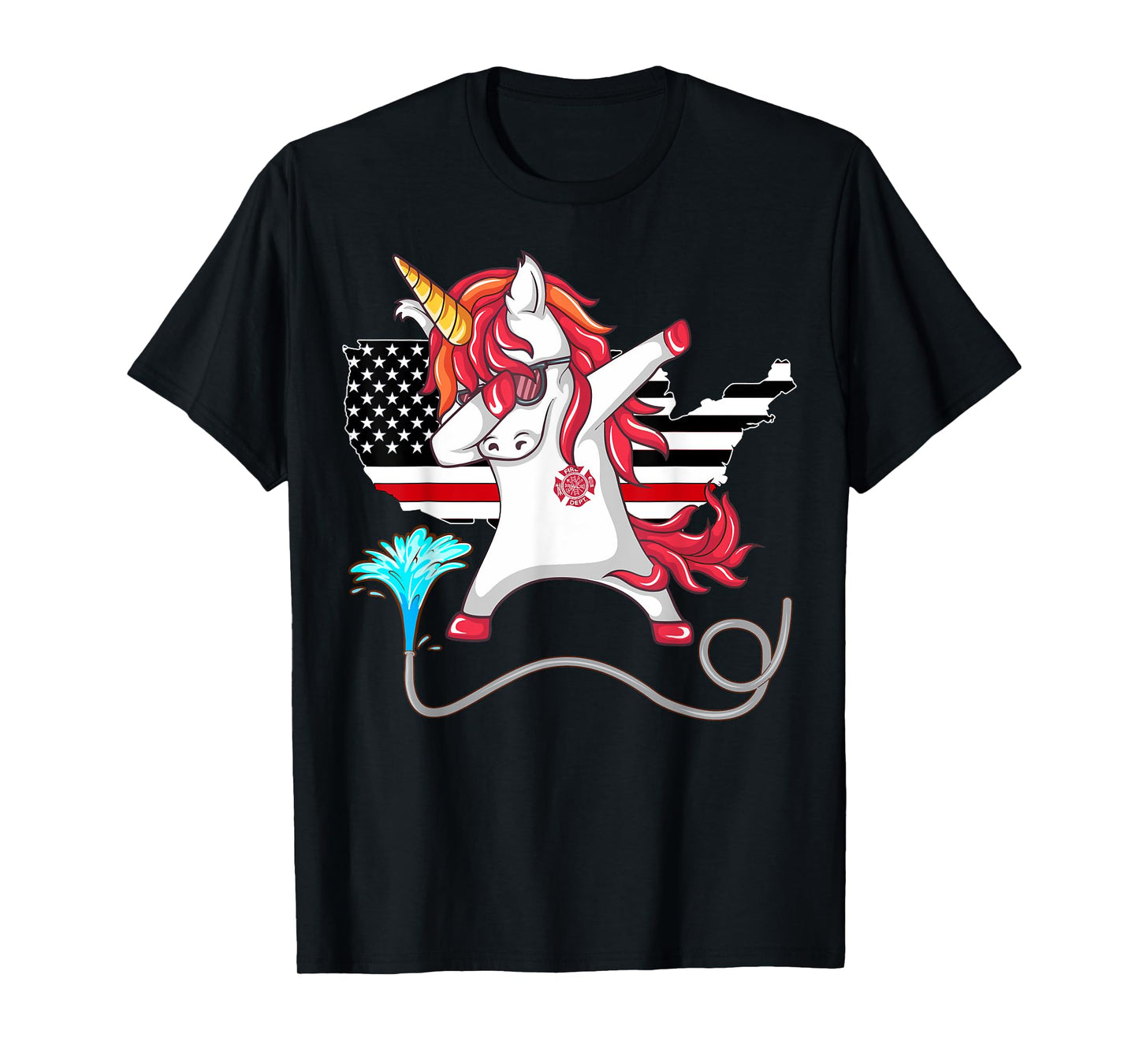 Unicorn Firefighter Fireman Thin Red Line Gift For Men Women T-Shirt