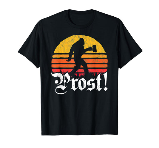 Vintage Prost Bigfoot Love Drinking Beer German Oktoberfest T-Shirt